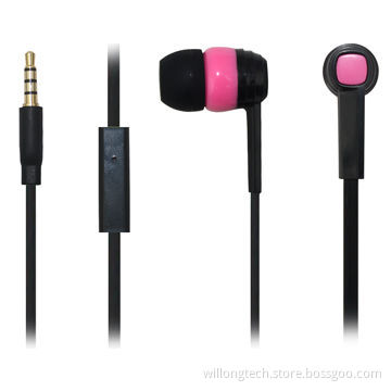 Black and Pink Plastic Stereo In-ear earphone with Noise-cancelling